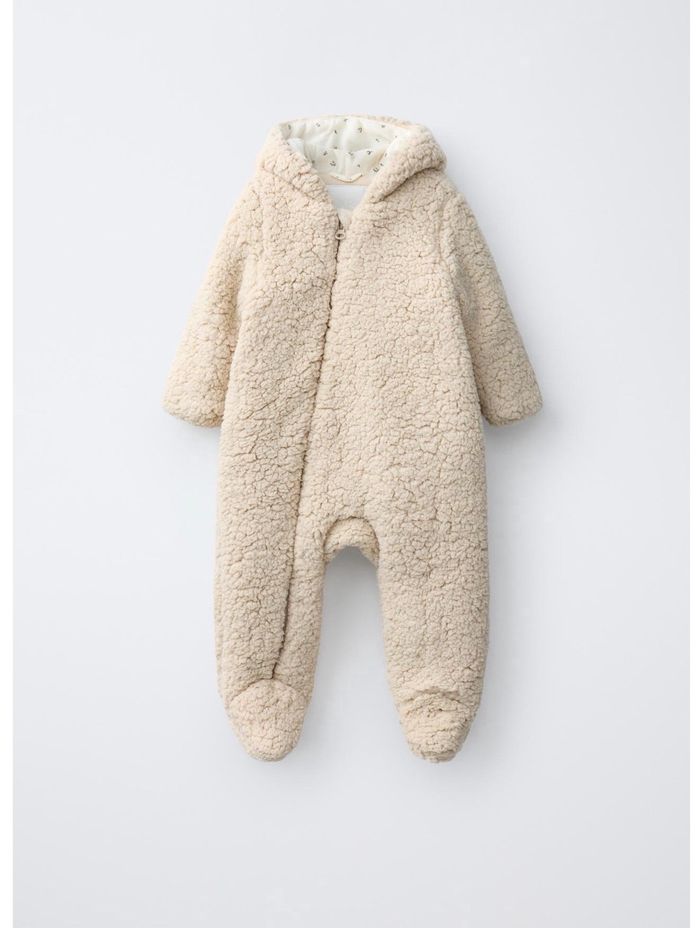 Zara Cream Baby Sherpa Hoodie Jumpsuit 6-9 Months